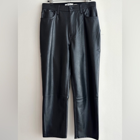 Abercrombie & Fitch Vegan Leather Straight Leg Pants, Short, Size 29 / 8 - Picture 8 of 16